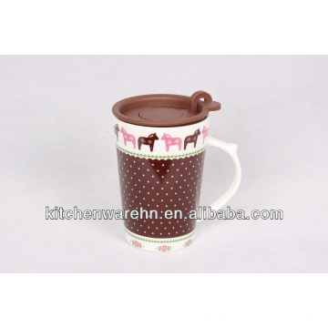 Haonai 210785 ceramic mug, thermal ceramic mug and silicone lid